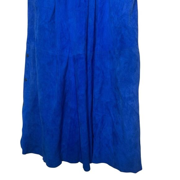 |VTG| 70’S Suede Blue Maxi Skirt w/ Side Buttons - Picture 3 of 9